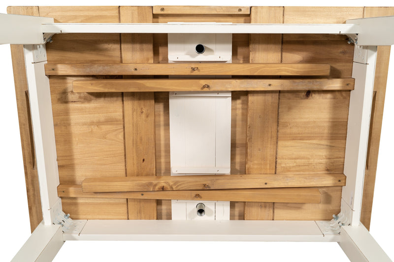 Biscottini Tavolo allungabile Country legno massello di tiglio con struttura bianca anticata piano naturale. Made in Italy