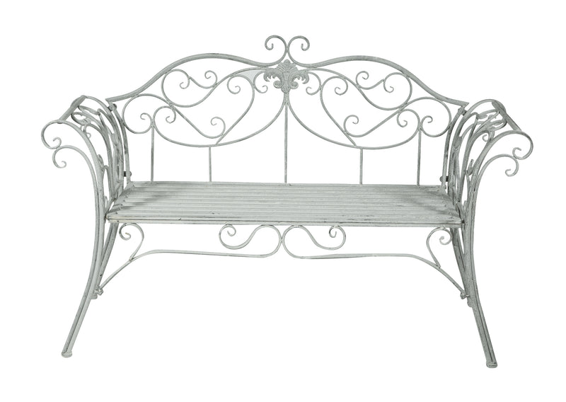 Biscottini Divanetto panca sedia seduta poltrona in ferro finitura grigia anticata L133xPR47xH90 cm