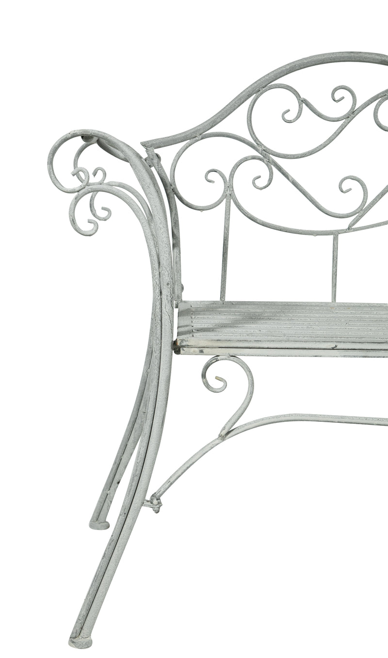 Biscottini Divanetto panca sedia seduta poltrona in ferro finitura grigia anticata L133xPR47xH90 cm