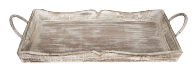 Biscottini SET DI 2 VASSOI IN LEGNO FINITURA BIANCO ANTICATO L51+48XPR9+9XH28+24 cm