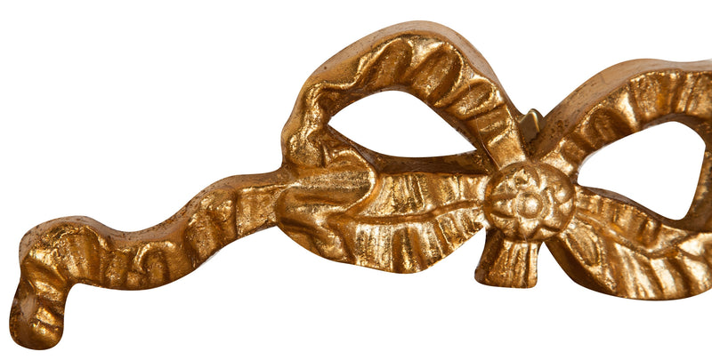 Biscottini Decoro a forma di fiocco in legno finitura foglia oro anticato L19xPR1,5xH7 cm Made in Italy