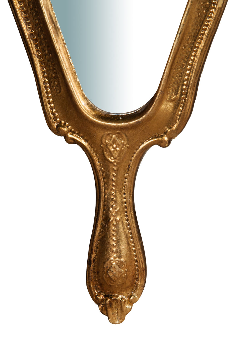 Biscottini Specchiera a mano in legno finitura foglia oro anticato L15xPR1,5xH31 cm Made in Italy