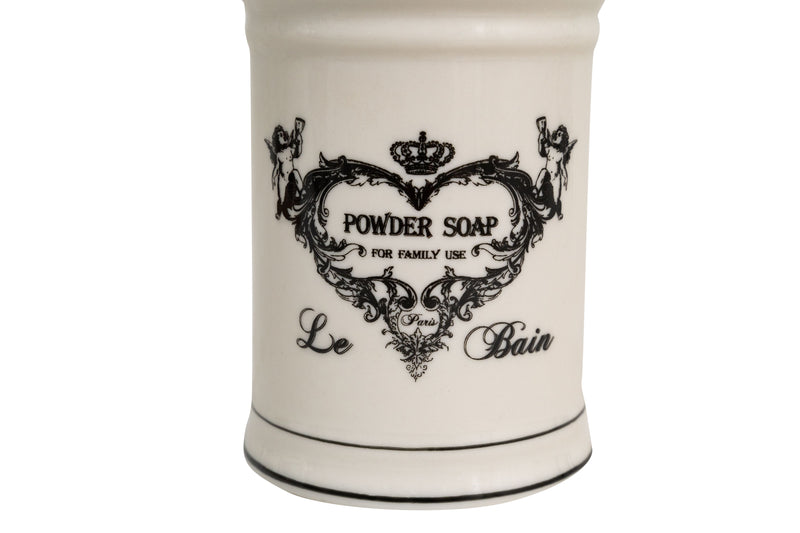 Biscottini Dispenser sapone liquido in porcellana bianca decorata "Powder Soap" L8,5xPR8,5xH18 cm