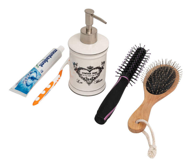 Biscottini Dispenser sapone liquido in porcellana bianca decorata "Powder Soap" L8,5xPR8,5xH18 cm