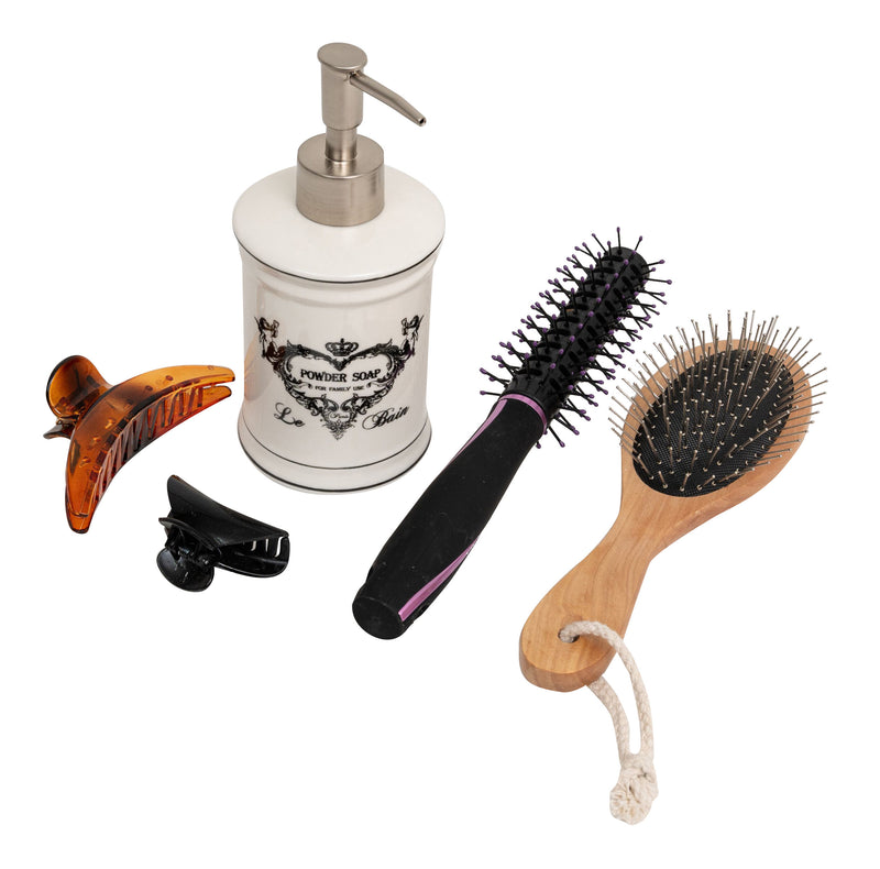 Biscottini Dispenser sapone liquido in porcellana bianca decorata "Powder Soap" L8,5xPR8,5xH18 cm