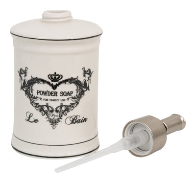 Biscottini Dispenser sapone liquido in porcellana bianca decorata "Powder Soap" L8,5xPR8,5xH18 cm