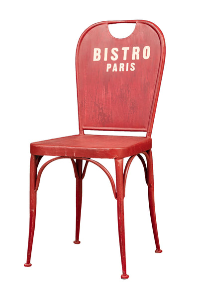 Biscottini Sedia sagomata "Bistro de Paris" in ferro finitura rosso anticata L43xPR48xH92 cm