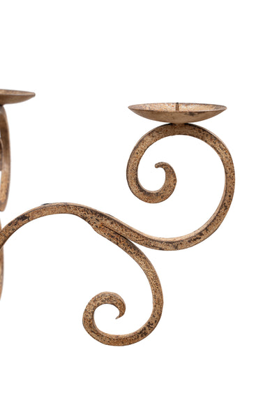 Biscottini Candeliere piantana in ferro battuto lavorato a mano finitura crema anticata L49XPR49XH94 cm