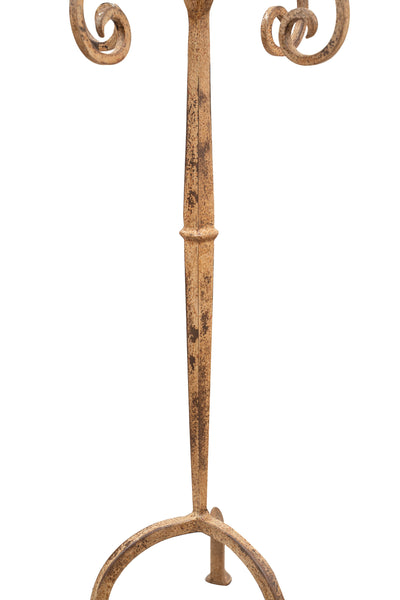 Biscottini Candeliere piantana in ferro battuto lavorato a mano finitura crema anticata L49XPR49XH94 cm