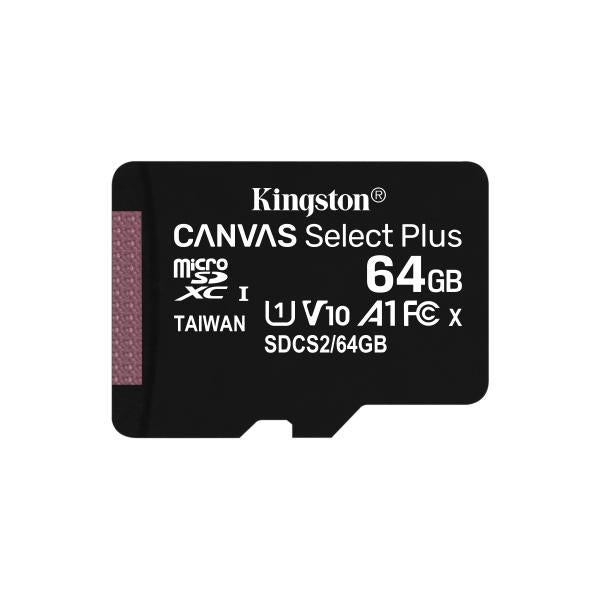 Memoria MicroSDXC 64 Gb Kingston Canvas Select Plus - Transflash 64 Gb - Class10 - Con Adattatore (SDCS/64GB)
