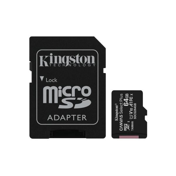 Memoria MicroSDXC 64 Gb Kingston Canvas Select Plus - Transflash 64 Gb - Class10 - Con Adattatore (SDCS/64GB)