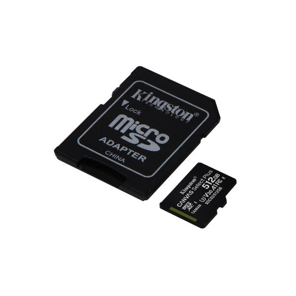 Memoria MicroSDXC 512 Gb Kingston Canvas Select Plus - Transflash 512Gb - Class10 - Con Adattatore (SDCS2/512GB)