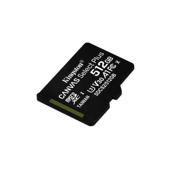 Memoria MicroSDXC 512 Gb Kingston Canvas Select Plus - Transflash 512Gb - Class10 - Con Adattatore (SDCS2/512GB)