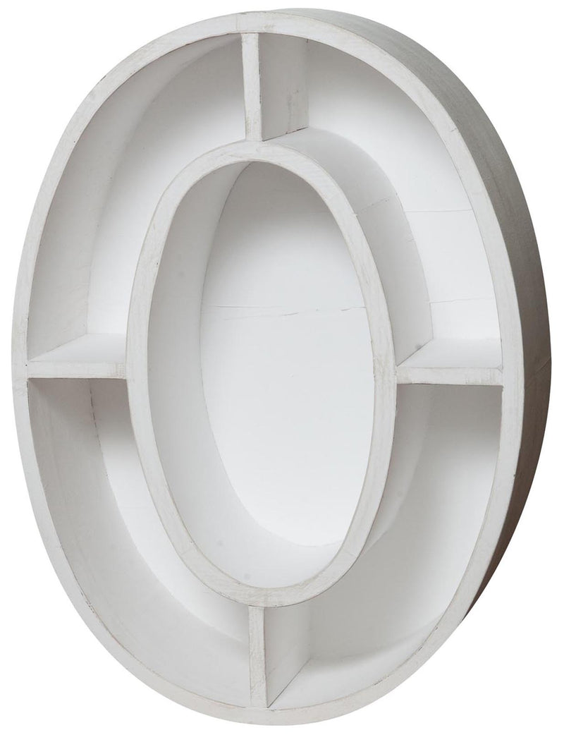 Biscottini Bacheca a forma di lettera O in legno bianco anticato L46xPR18xH63 cm Offerta