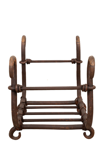 Biscottini Portalegna in ferro battuto lavorato a mano L60XPR30XH36 cm Comodo pratico