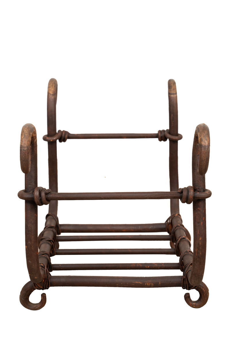 Biscottini Portalegna in ferro battuto lavorato a mano L60XPR30XH36 cm Comodo pratico