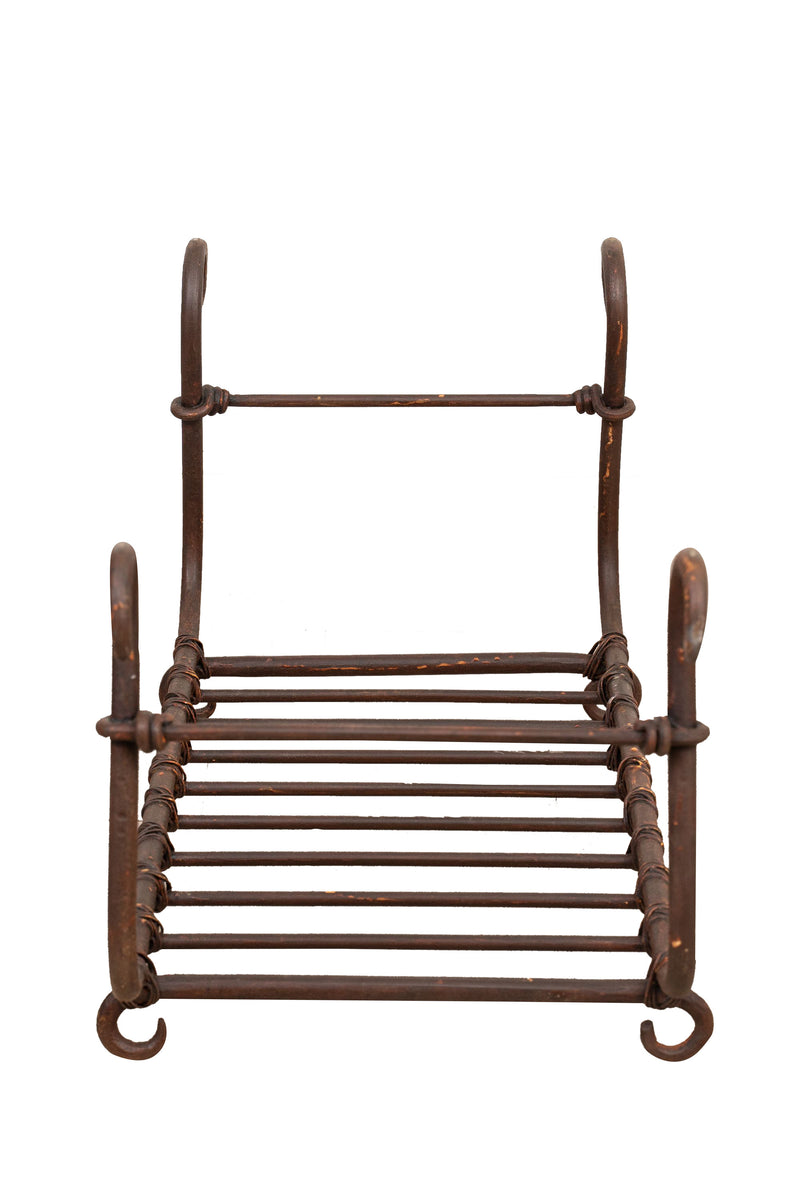 Biscottini Portalegna in ferro battuto lavorato a mano L92XPR45XH44 cm Comodo pratico