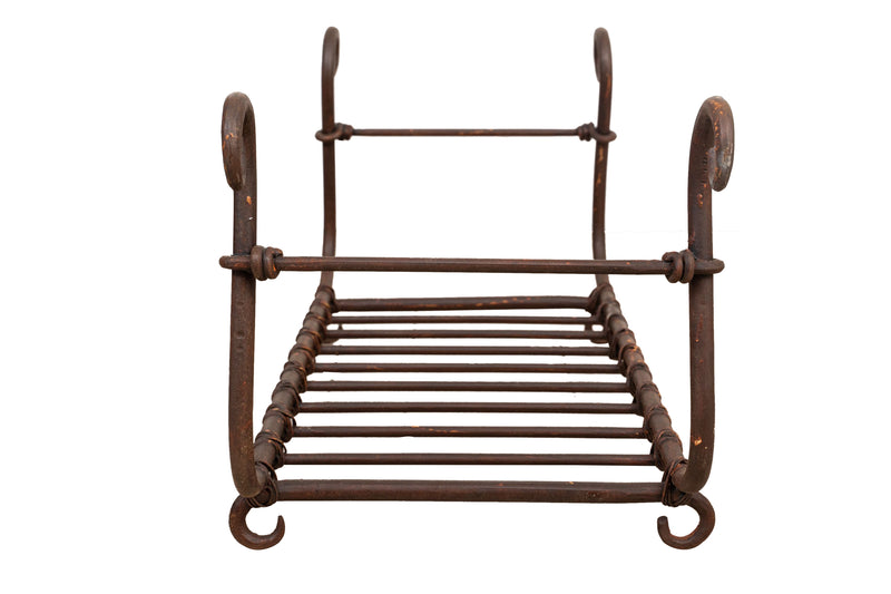 Biscottini Portalegna in ferro battuto lavorato a mano L92XPR45XH44 cm Comodo pratico