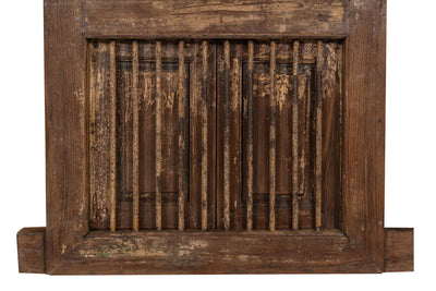 Biscottini Finestra finestrina grata in legno massello e in ferro antica e vecchia medievale con telaio da interno o da esterno