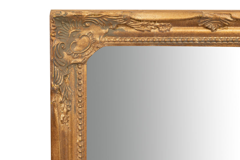 Biscottini Specchio Specchiera da parete e appendere verticale/orizzontale L35xPR4xH82 cm finitura foglia oro anticato