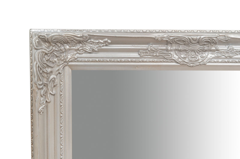 Biscottini Specchio Specchiera da parete e appendere verticale/orizzontale L60xPR4xH90 cm finitura foglia argento anticato