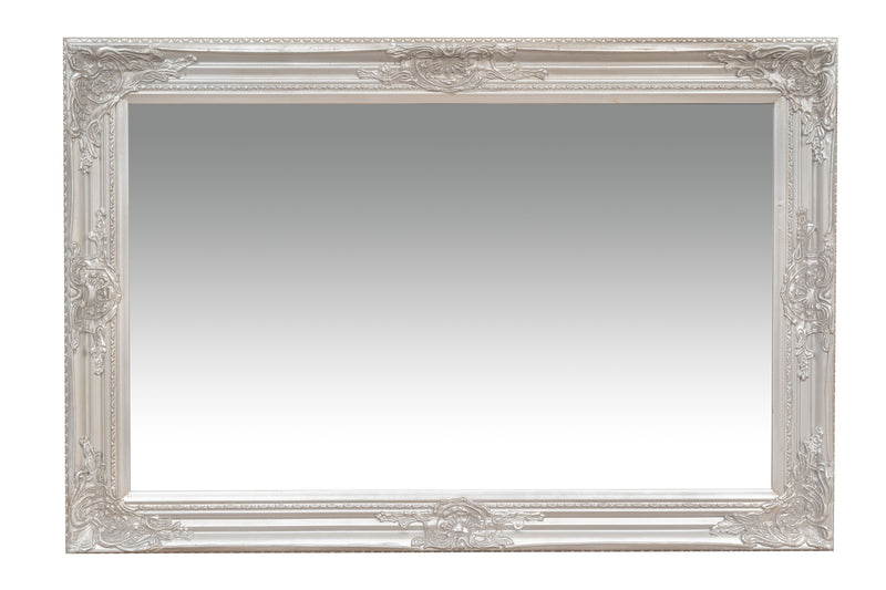 Biscottini Specchio Specchiera da parete e appendere verticale/orizzontale L60xPR4xH90 cm finitura foglia argento anticato