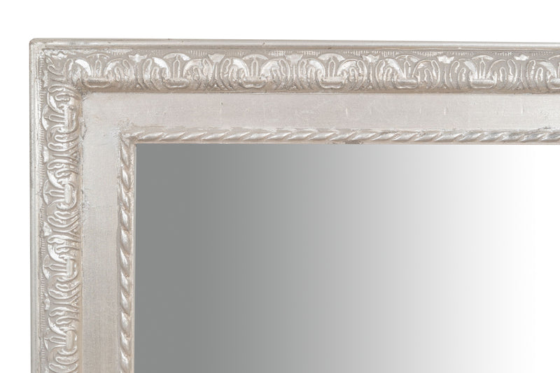 Biscottini Specchio Specchiera da parete e appendere verticale/orizzontale L72xPR4xH180 cm finitura foglia argento anticato