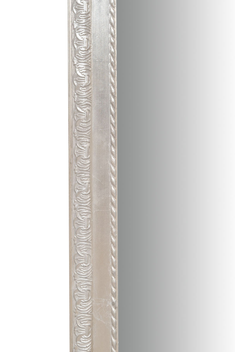 Biscottini Specchio Specchiera da parete e appendere verticale/orizzontale L72xPR4xH180 cm finitura foglia argento anticato