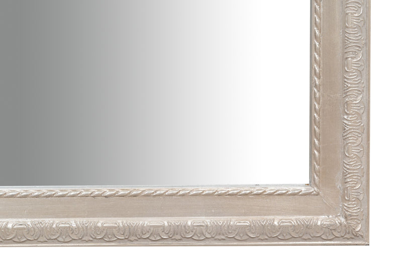 Biscottini Specchio Specchiera da parete e appendere verticale/orizzontale L72xPR4xH180 cm finitura foglia argento anticato