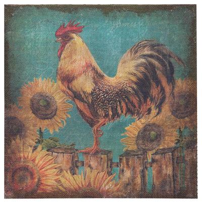 Biscottini Stampa 'GALLO' su tela in juta grezza anticata L40xPR1,9xH40 cm dimensioni