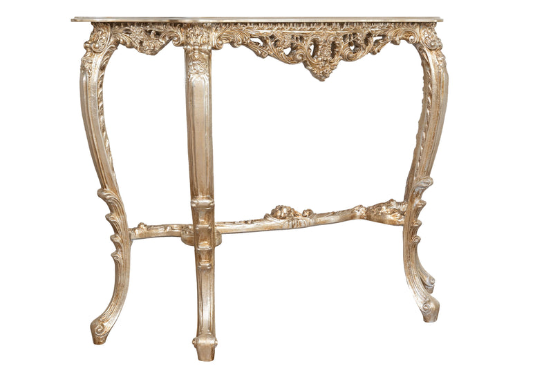 Biscottini CONSOLLE IN LEGNO FINITURA FOGLIA ARGENTO ANTICATO MADE IN ITALY dimensioni