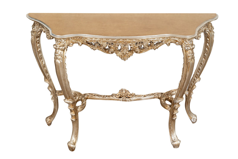 Biscottini CONSOLLE IN LEGNO FINITURA FOGLIA ARGENTO ANTICATO MADE IN ITALY dimensioni