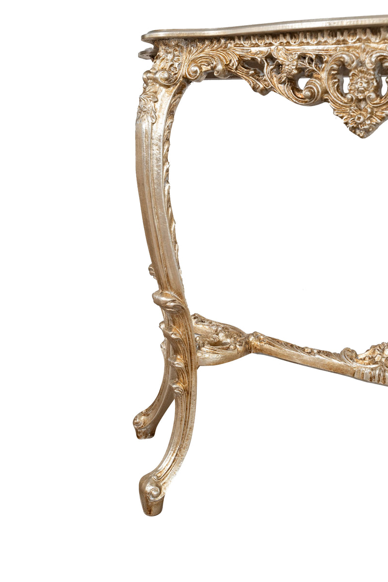 Biscottini CONSOLLE IN LEGNO FINITURA FOGLIA ARGENTO ANTICATO MADE IN ITALY dimensioni