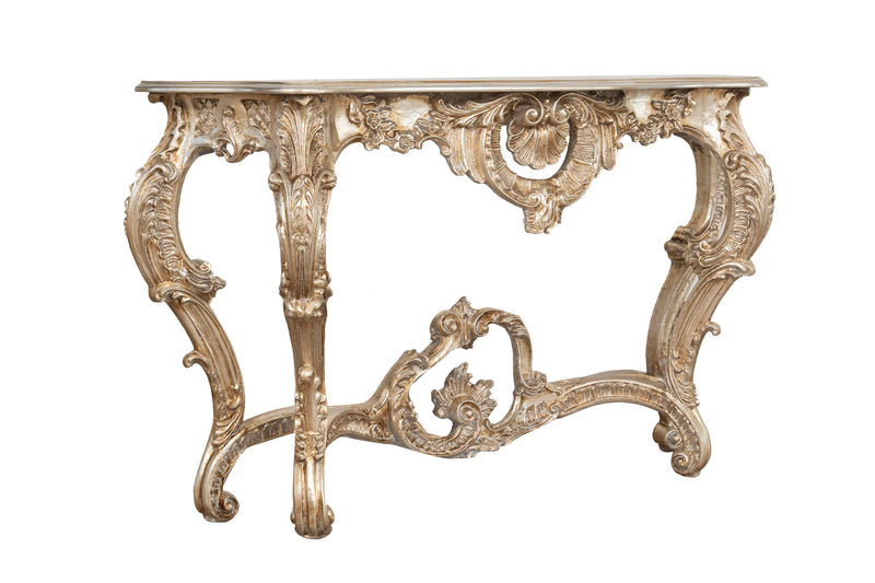 Biscottini CONSOLLE IN LEGNO FINITURA FOGLIA ARGENTO ANTICATO MADE IN ITALY dimensioni