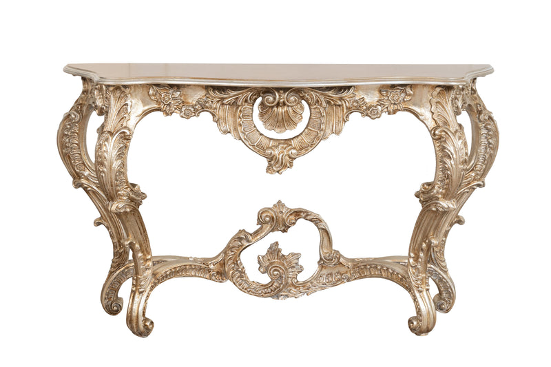 Biscottini CONSOLLE IN LEGNO FINITURA FOGLIA ARGENTO ANTICATO MADE IN ITALY dimensioni