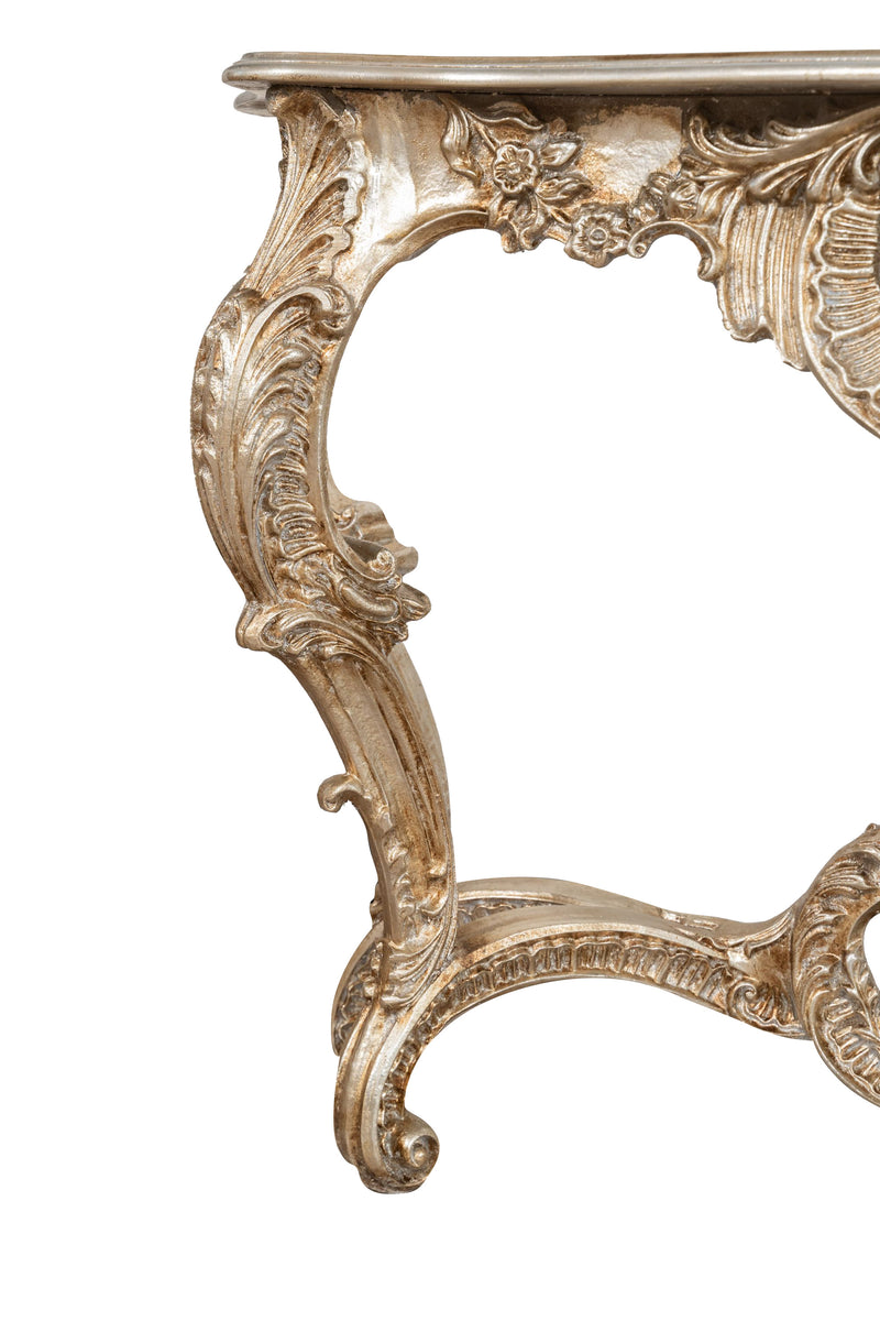 Biscottini CONSOLLE IN LEGNO FINITURA FOGLIA ARGENTO ANTICATO MADE IN ITALY dimensioni