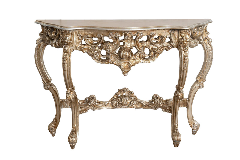 Biscottini CONSOLLE IN LEGNO FINITURA FOGLIA ARGENTO ANTICATO MADE IN ITALY dimensioni