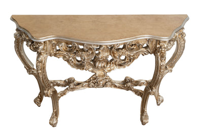 Biscottini CONSOLLE IN LEGNO FINITURA FOGLIA ARGENTO ANTICATO MADE IN ITALY dimensioni