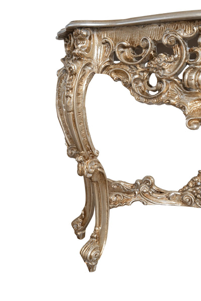 Biscottini CONSOLLE IN LEGNO FINITURA FOGLIA ARGENTO ANTICATO MADE IN ITALY dimensioni