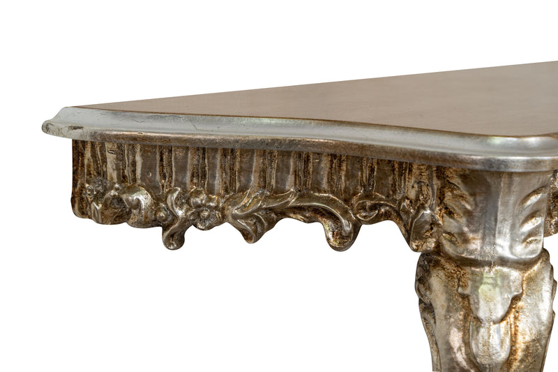 Biscottini CONSOLLE IN LEGNO FINITURA FOGLIA ARGENTO ANTICATO MADE IN ITALY dimensioni