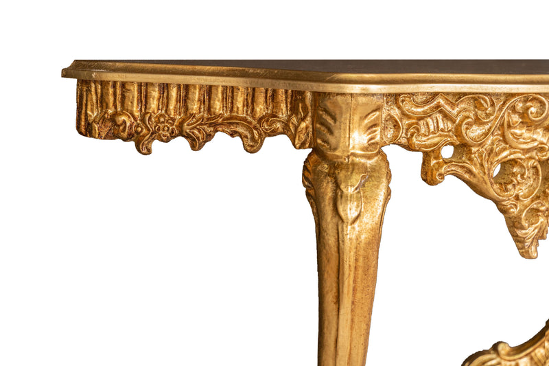 Biscottini CONSOLLE IN LEGNO FINITURA FOGLIA ORO ANTICATO MADE IN ITALY dimensioni