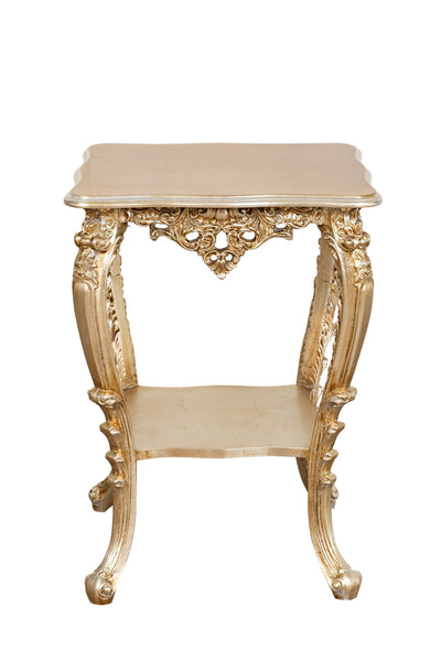 Biscottini TAVOLO PANCHETTO IN FINITURA FOGLIA ARGENTO ANTICATO MADE IN ITALY dimensioni