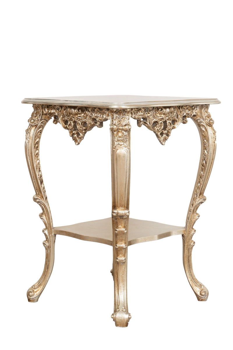 Biscottini TAVOLO PANCHETTO IN FINITURA FOGLIA ARGENTO ANTICATO MADE IN ITALY dimensioni