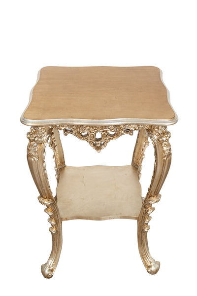 Biscottini TAVOLO PANCHETTO IN FINITURA FOGLIA ARGENTO ANTICATO MADE IN ITALY dimensioni