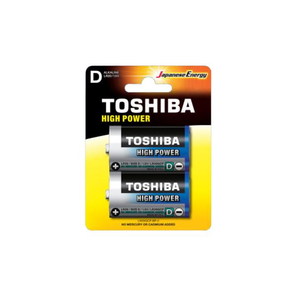 Batteria Alkaline Toshiba High Power Size D / Lr20 Torcia D - 1.5v - 2 Pezzi