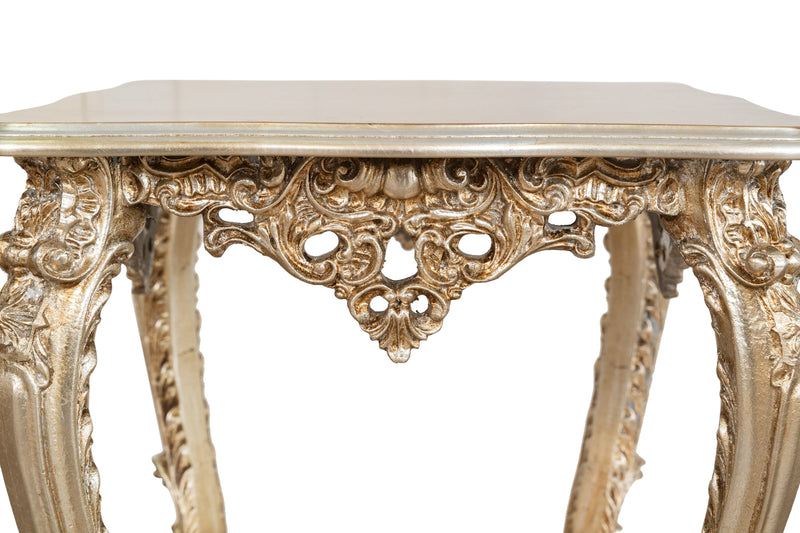 Biscottini TAVOLO PANCHETTO IN FINITURA FOGLIA ARGENTO ANTICATO MADE IN ITALY dimensioni