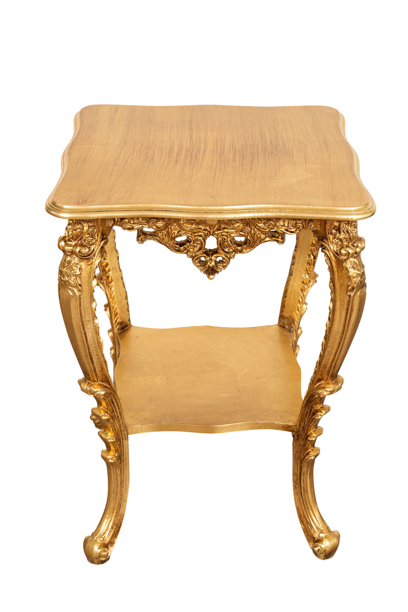 Biscottini TAVOLO PANCHETTO IN FINITURA FOGLIA ORO ANTICATO MADE IN ITALY dimensioni