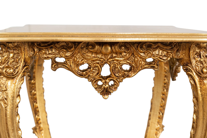 Biscottini TAVOLO PANCHETTO IN FINITURA FOGLIA ORO ANTICATO MADE IN ITALY dimensioni