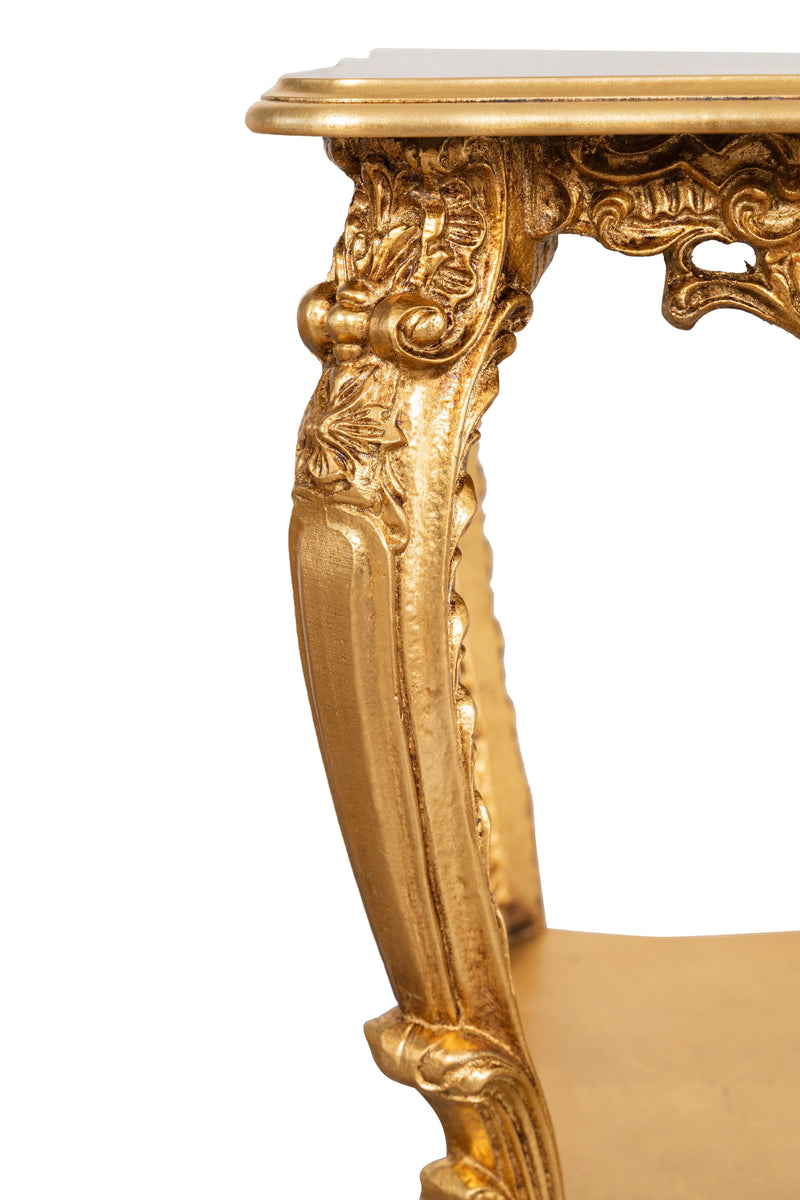 Biscottini TAVOLO PANCHETTO IN FINITURA FOGLIA ORO ANTICATO MADE IN ITALY dimensioni