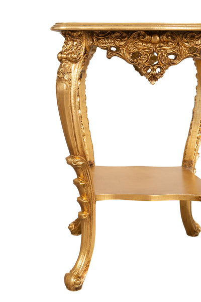 Biscottini TAVOLO PANCHETTO IN FINITURA FOGLIA ORO ANTICATO MADE IN ITALY dimensioni